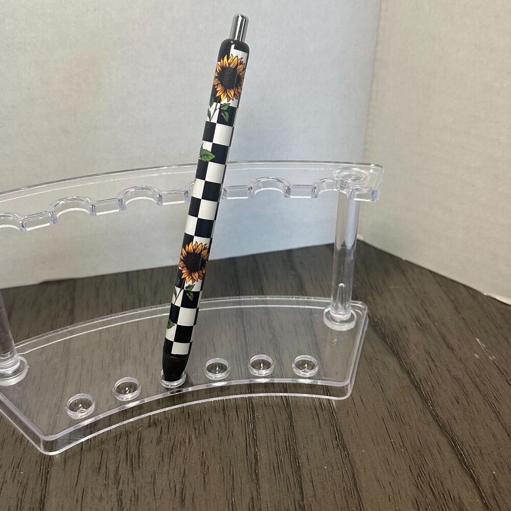 Sunflower checkered plaid Inkjoy Personalized Pens, Refillable gel pens, Vinyl W